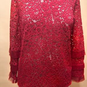 J. Crew Elegant Red Lace Women's Top